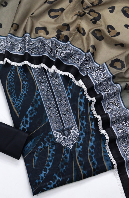 Amna Khadija Fancy Printed Lawn Unstitched 3 Piece Suit - TOD-09 - AM26FNC - Blue - Summer Collection