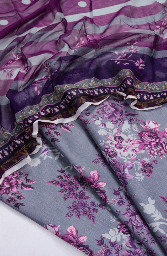 Amna Khadija Printed Bana Dora Unstitched 3 Piece Suit - D-22 - AM26FNC - Purple - Summer Collection