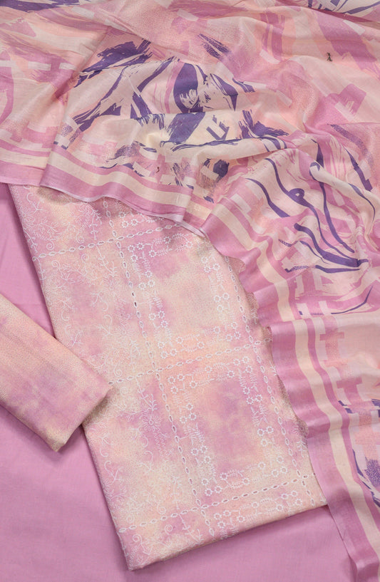 Amna Khadija Embroidered Chikankari Lawn Unstitched 3 Piece Suit - D-08 - AM26FNC - Pink - Summer Collection