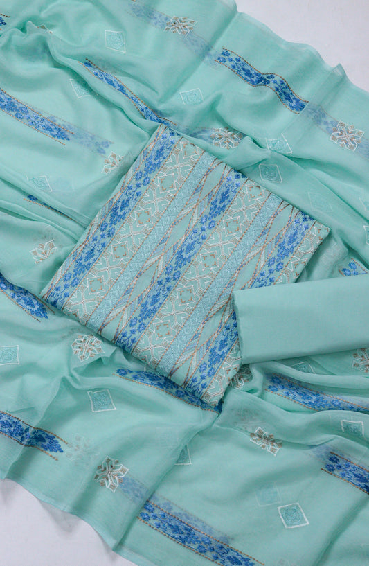 Amna Khadija Fancy Embroidered Lawn Unstitched 3 Piece Suit - BTD-04 - AM26FNC - Sea Green - Summer Collection