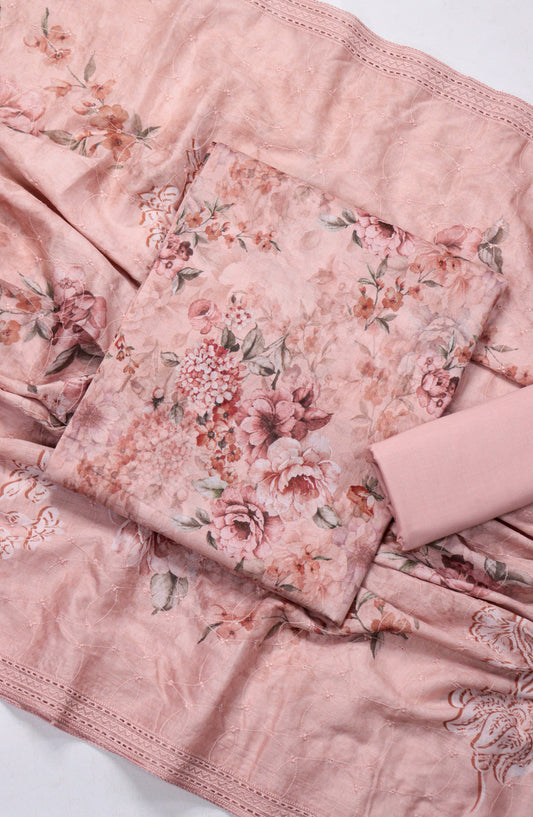 Amna Khadija Embroidered Lawn Unstitched 3 Piece Suit - Design-06 - AM26FNC - Pink - Summer Collection