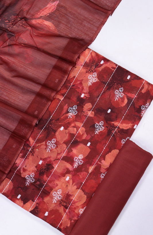Amna Khadija Fancy Embroidered Lawn Unstitched 3 Piece Suit - DHG-06 - AM26FNC - Red - Summer Collection