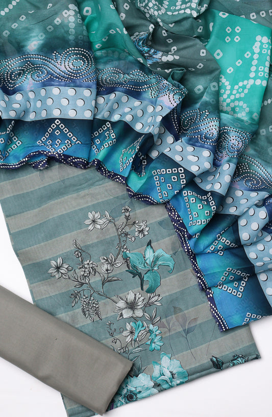 Amna Khadija Fancy Printed Lawn Unstitched 3 Piece Suit - CD-08 - AM26FNC - Green - Summer Collection