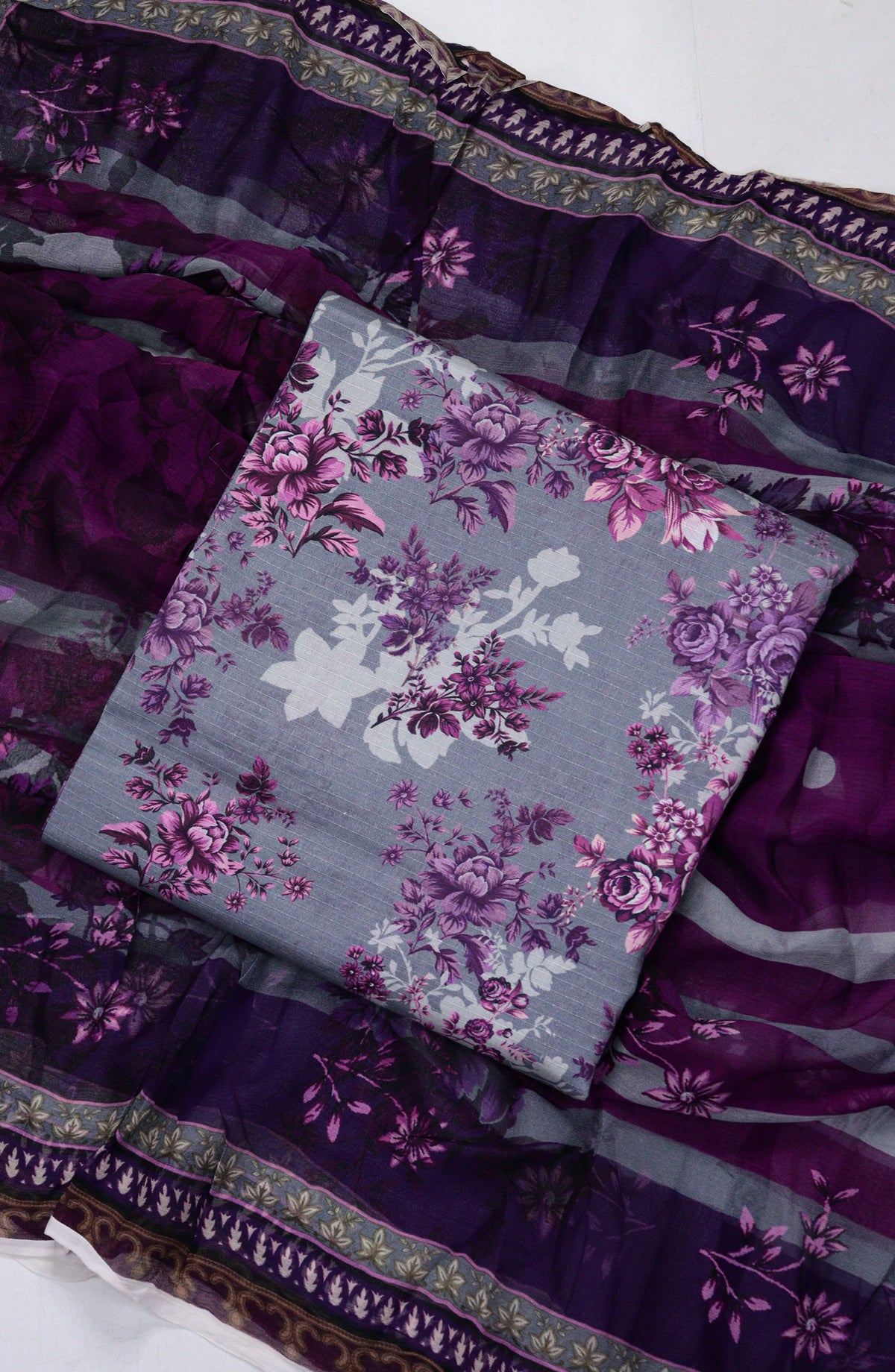 Amna Khadija Printed Bana Dora Unstitched 3 Piece Suit - D-22 - AM26FNC - Purple - Summer Collection