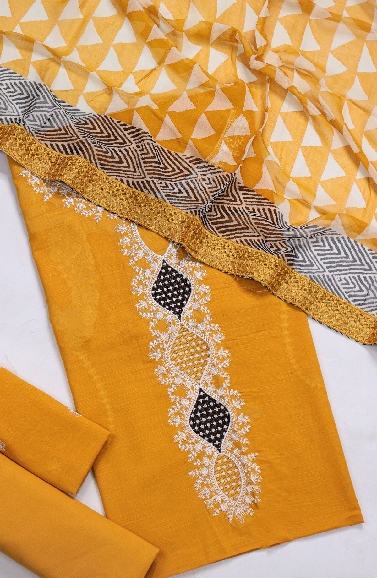 Amna Khadija Fancy Embroidered Lawn Unstitched 3 Piece Suit - D-04 - AM26FNC - Yellow - Summer Collection