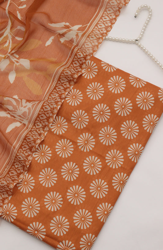 Amna Khadija Fancy Printed Lawn Unstitched 3 Piece Suit - PND-06 - AM26FNC - Rust - Summer Collection