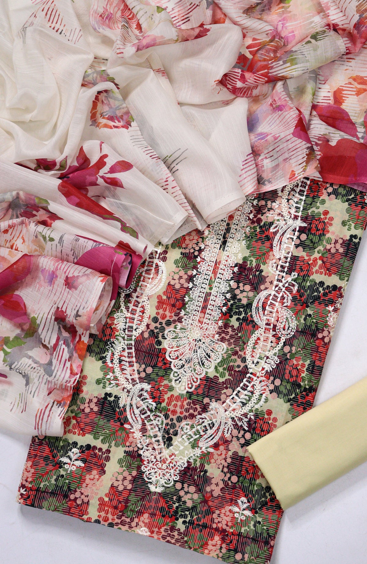 Amna Khadija Fancy Embroidered Lawn Unstitched 3 Piece Suit - RD-08 - AM26FNC - Pink - Summer Collection