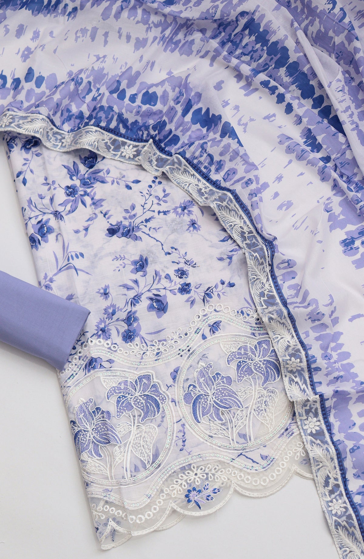 Amna Khadija Fancy Embroidered Lawn Unstitched 3 Piece Suit - SLD-08 - AM26FNC - Blue - Summer Collection