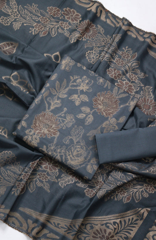 Amna Khadija Fancy Broshia Lawn Unstitched 3 Piece Suit - D-03 - AM26FNC - Blue - Summer Collection