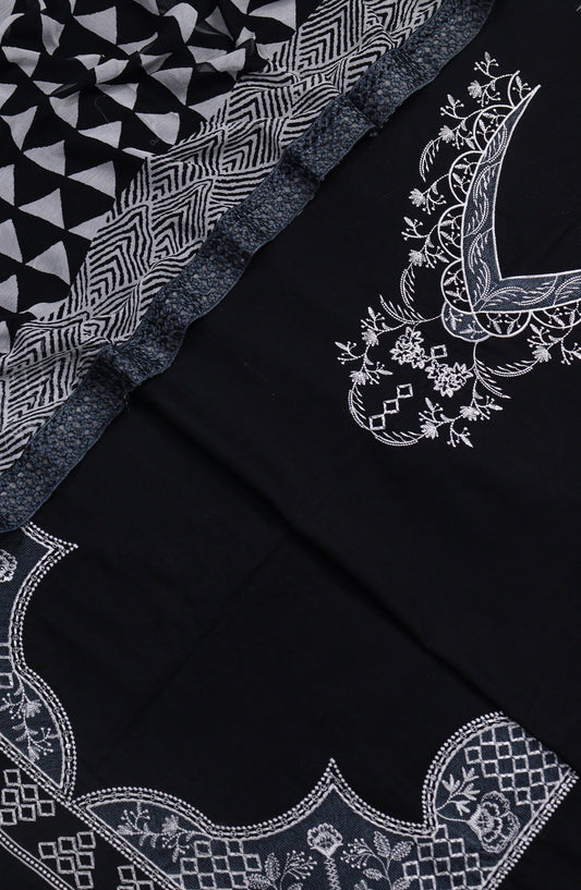 Amna Khadija Fancy Embroidered Lawn Unstitched 3 Piece Suit - D-03 - AM26FNC - Black - Summer Collection