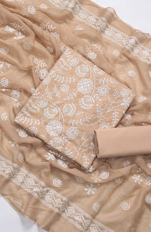 Amna Khadija Fancy Embroidered Lawn Unstitched 3 Piece Suit - JLD-04 - AM26FNC - Peach - Summer Collection