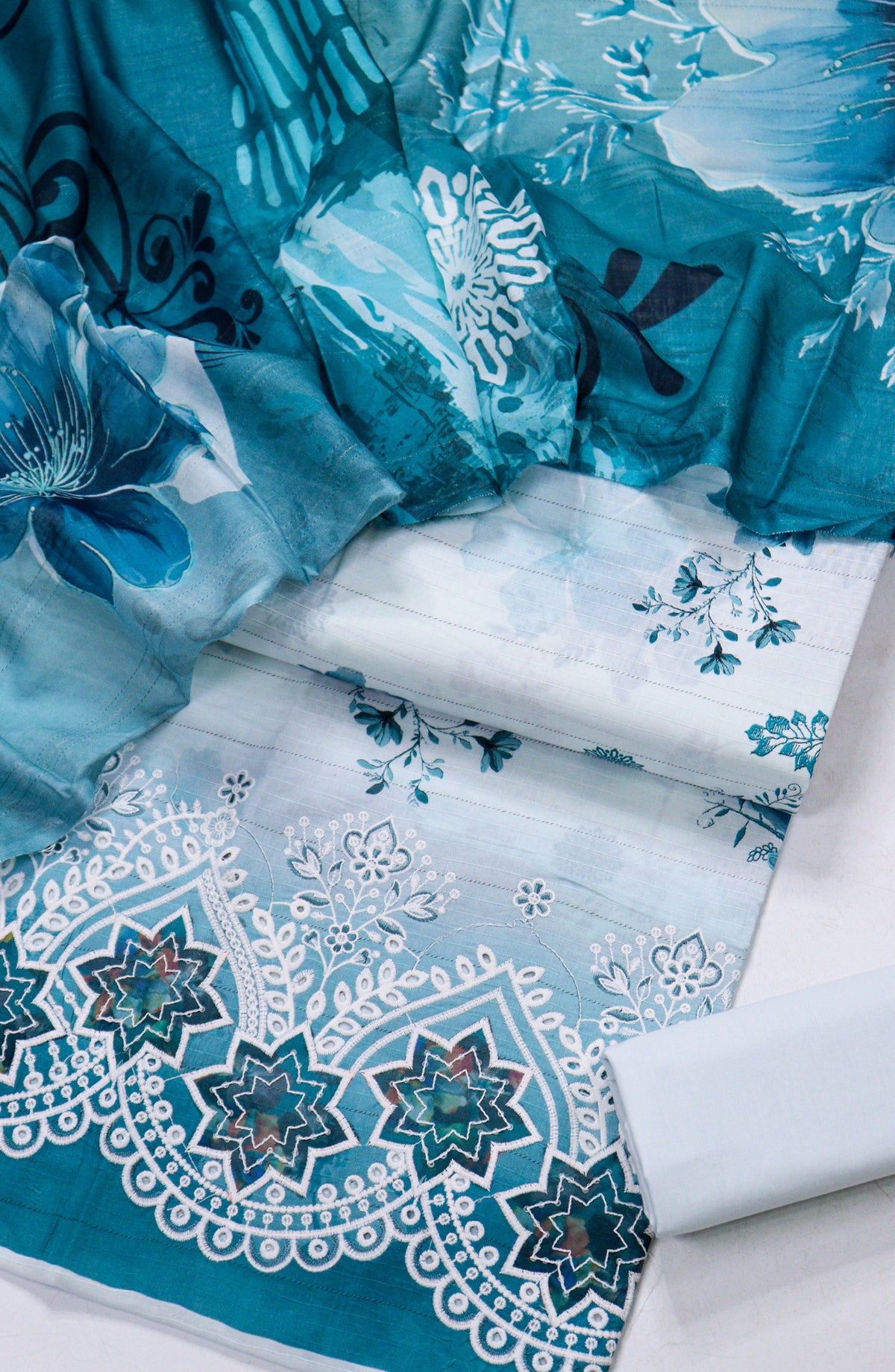 Amna Khadija Fancy Chikankari Lawn Unstitched 3 Piece Suit - D-07 - AM26FNC - Sea Green - Summer Collection