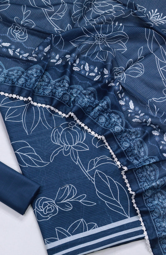 Amna Khadija Fancy Printed Lawn Unstitched 3 Piece Suit - TOD-08 - AM26FNC - Blue - Summer Collection