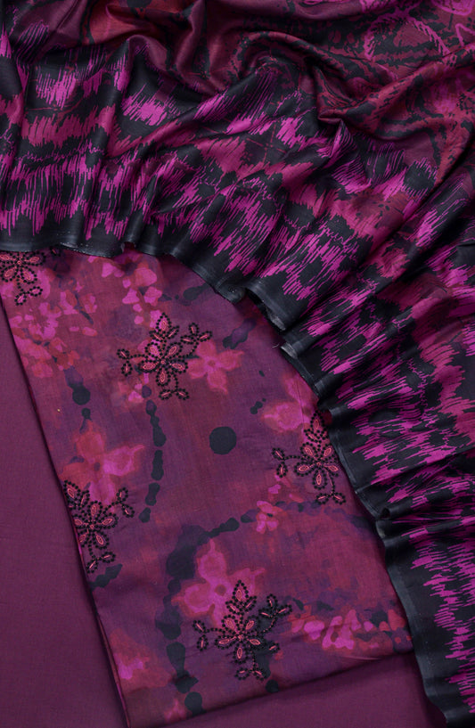 Amna Khadija Embroidered Lawn Unstitched 3 Piece Suit - Design-01 - AM26FNC - Purple - Summer Collection