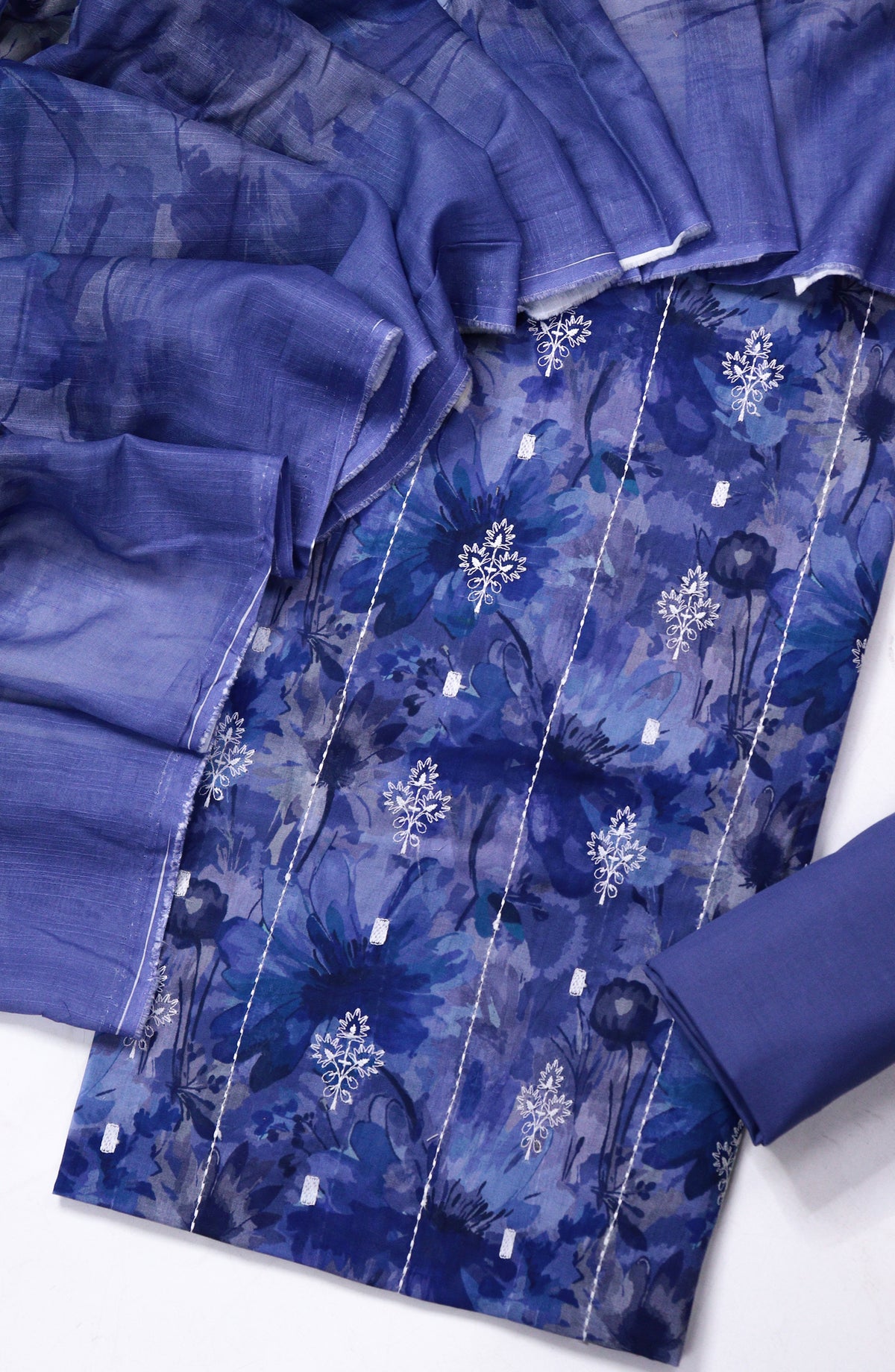 Amna Khadija Fancy Embroidered Lawn Unstitched 3 Piece Suit - DHG-05 - AM26FNC - Blue - Summer Collection