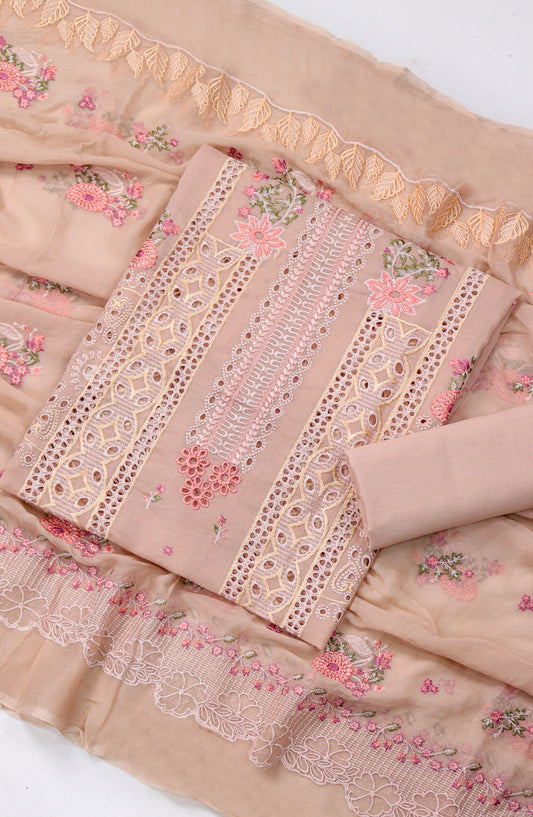 Amna Khadija Chikankari Swiss Voile Unstitched 3 Piece Suit - Design-03 - AM26FNC - Pink - Summer Collection