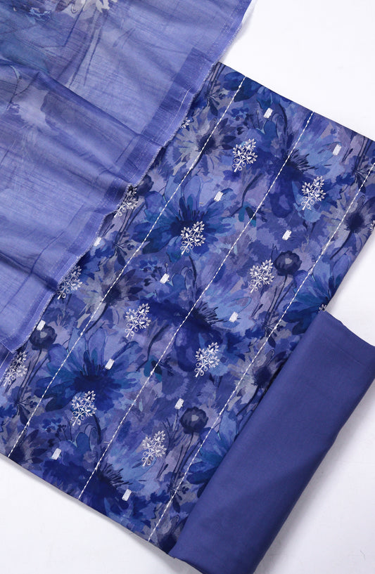 Amna Khadija Fancy Embroidered Lawn Unstitched 3 Piece Suit - DHG-05 - AM26FNC - Blue - Summer Collection
