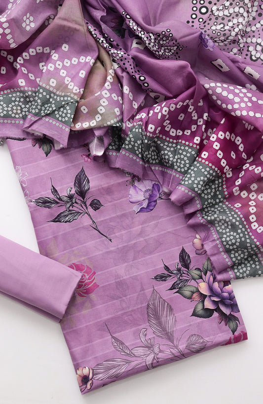 Amna Khadija Fancy Printed Lawn Unstitched 3 Piece Suit - CD-07 - AM26FNC - Purple - Summer Collection
