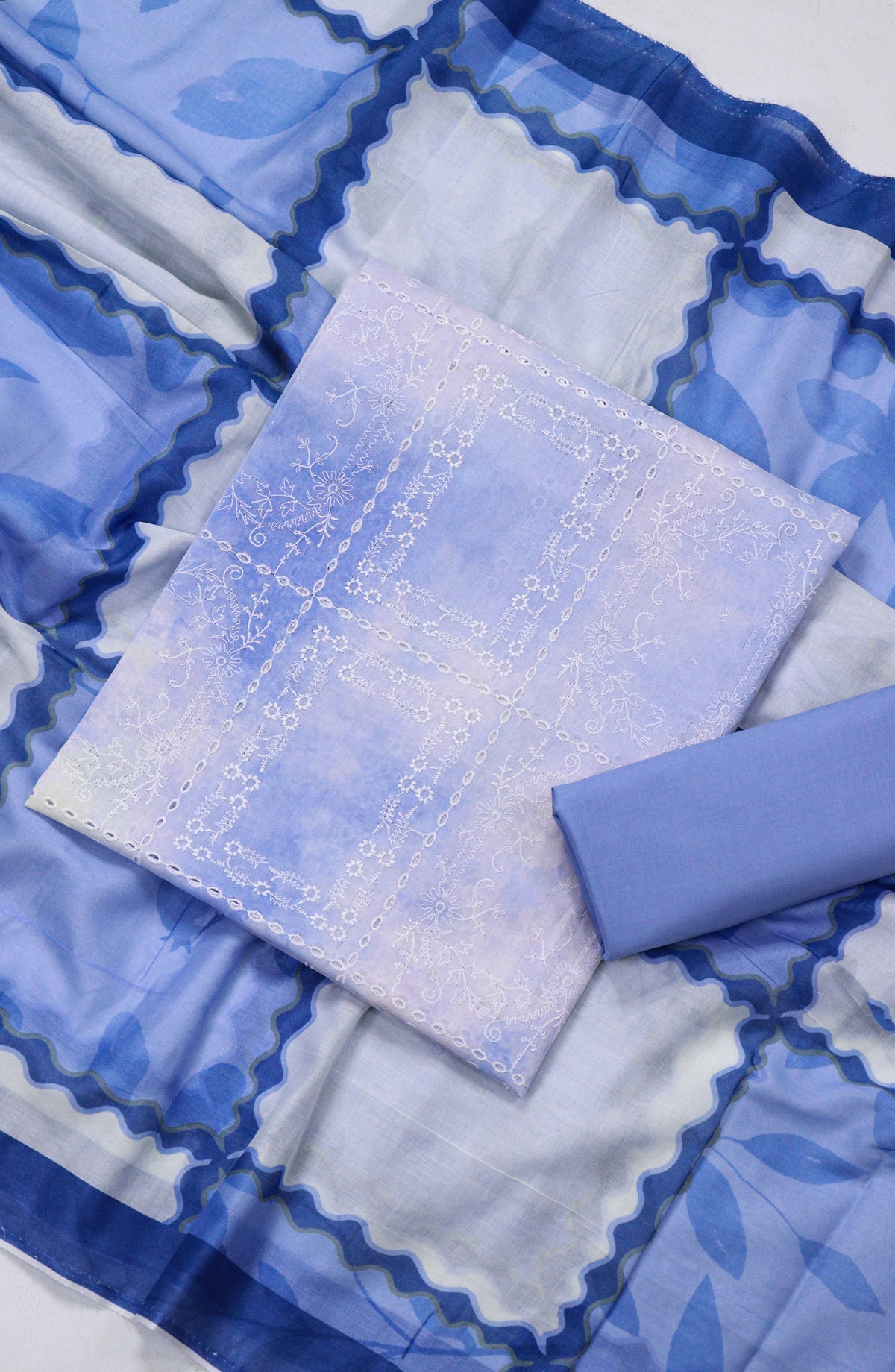 Amna Khadija Embroidered Chikankari Lawn Unstitched 3 Piece Suit - D-07 - AM26FNC - Blue - Summer Collection