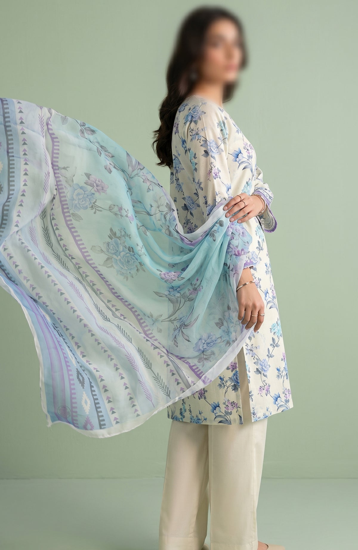 Amna Khadija Printed Lawn Unstitched 3 Piece Suit - PND-07 - AM26FNC - Blue - Summer Collection