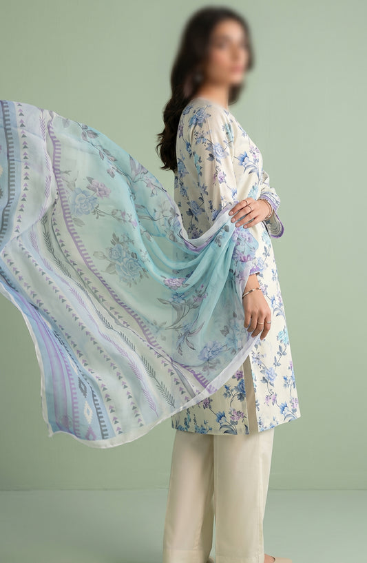 Amna Khadija Printed Lawn Unstitched 3 Piece Suit - PND-07 - AM26FNC - Blue - Summer Collection