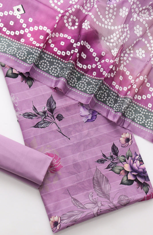Amna Khadija Fancy Printed Lawn Unstitched 3 Piece Suit - CD-07 - AM26FNC - Purple - Summer Collection