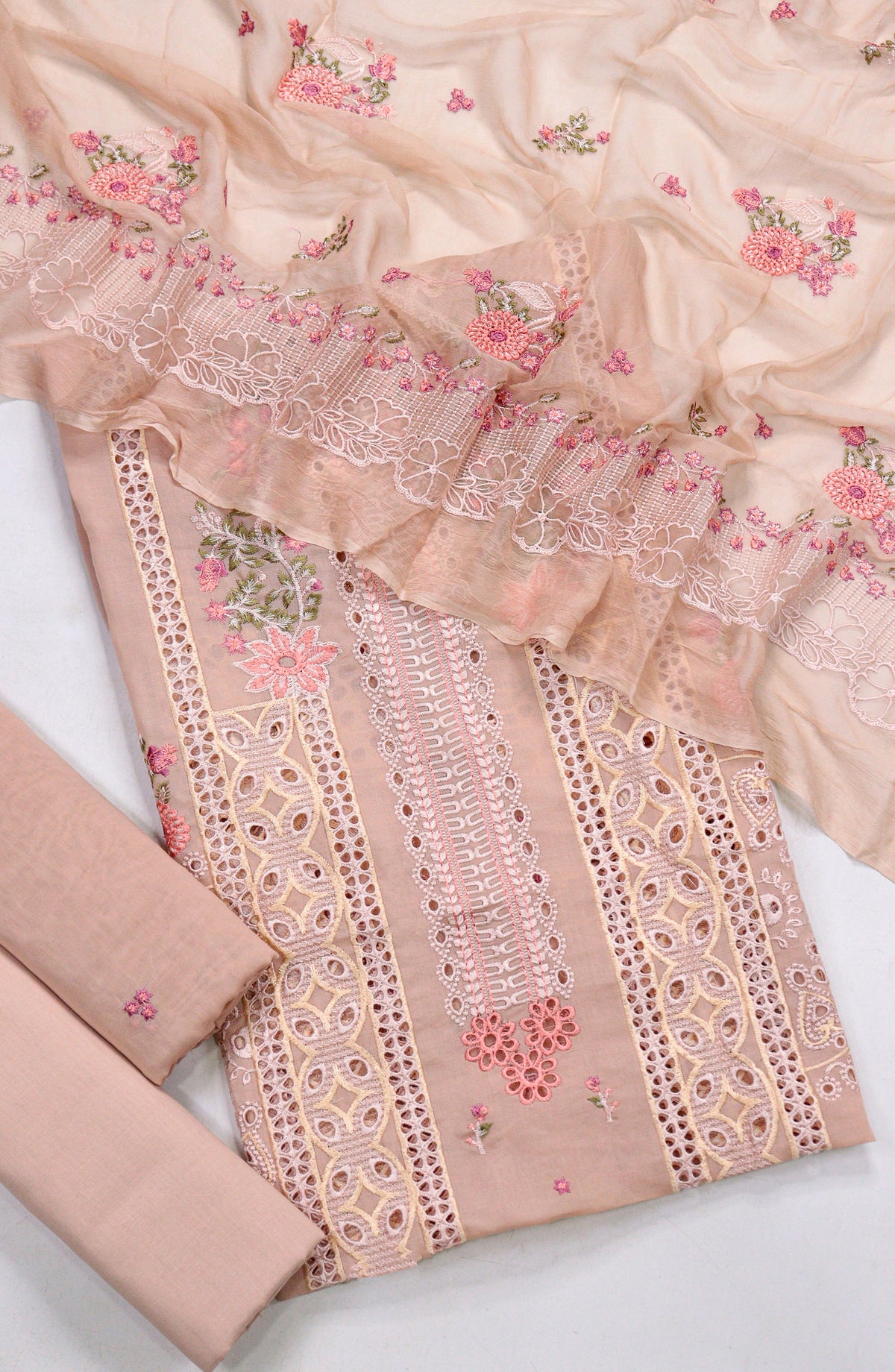 Amna Khadija Chikankari Swiss Voile Unstitched 3 Piece Suit - Design-03 - AM26FNC - Pink - Summer Collection