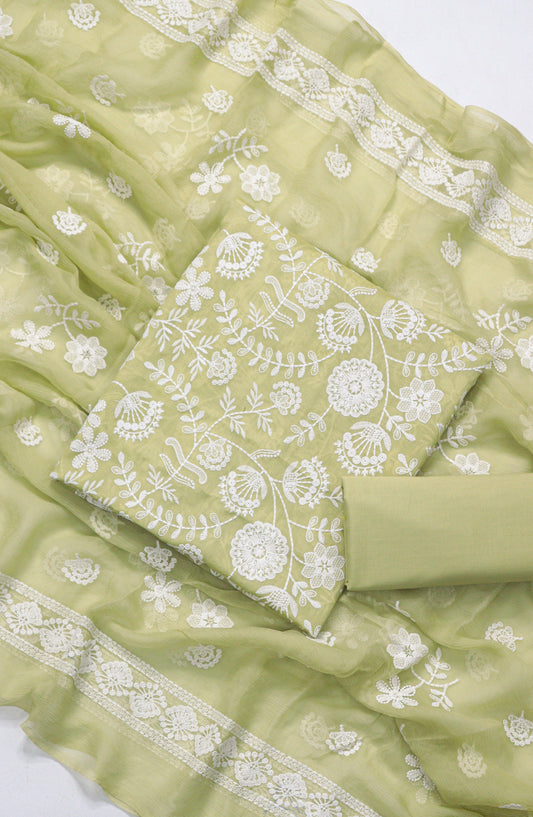 Amna Khadija Fancy Embroidered Lawn Unstitched 3 Piece Suit - JLD-03 - AM26FNC - Green - Summer Collection