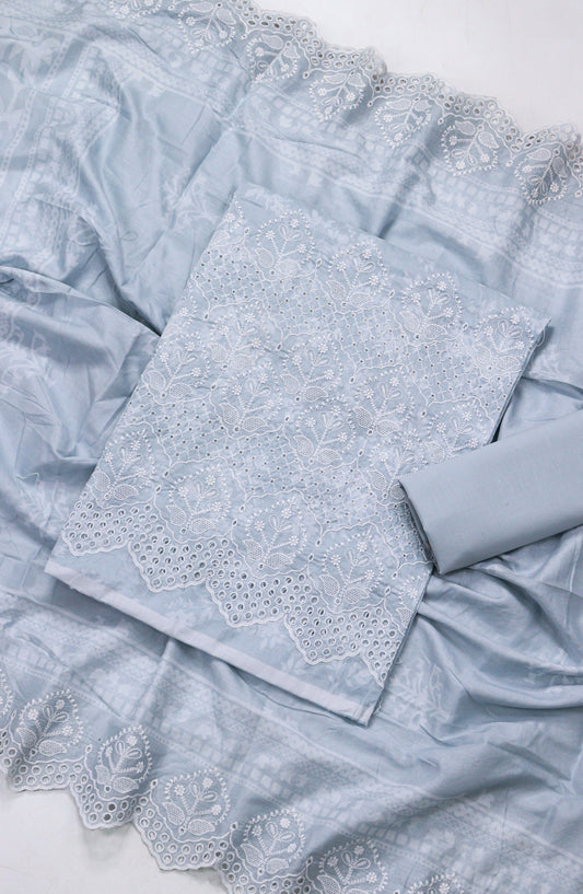 Amna Khadija Embroidered Lawn Unstitched 3 Piece Suit - D-04 - AM26FNC - Blue - Summer Collection