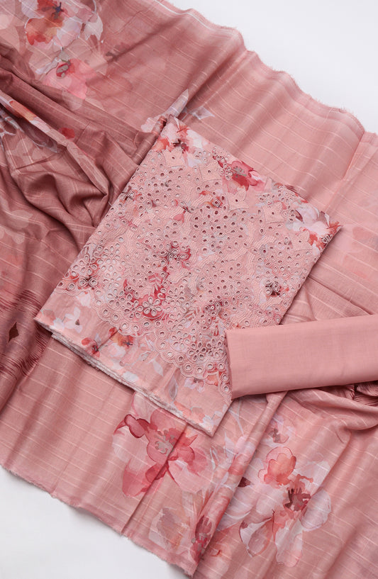 Amna Khadija Fancy Embroidered Lawn Unstitched 3 Piece Suit - STD-05 - AM26FNC - Pink - Summer Collection