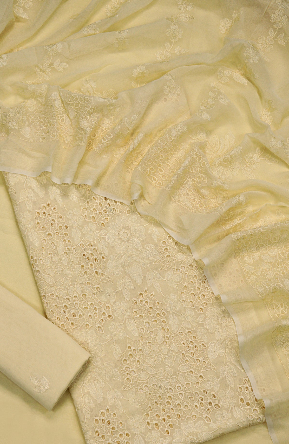 Amna Khadija Embroidered Swiss Voile Unstitched 3 Piece Suit - Design-02 - AM26FNC - Lemon - Summer Collection