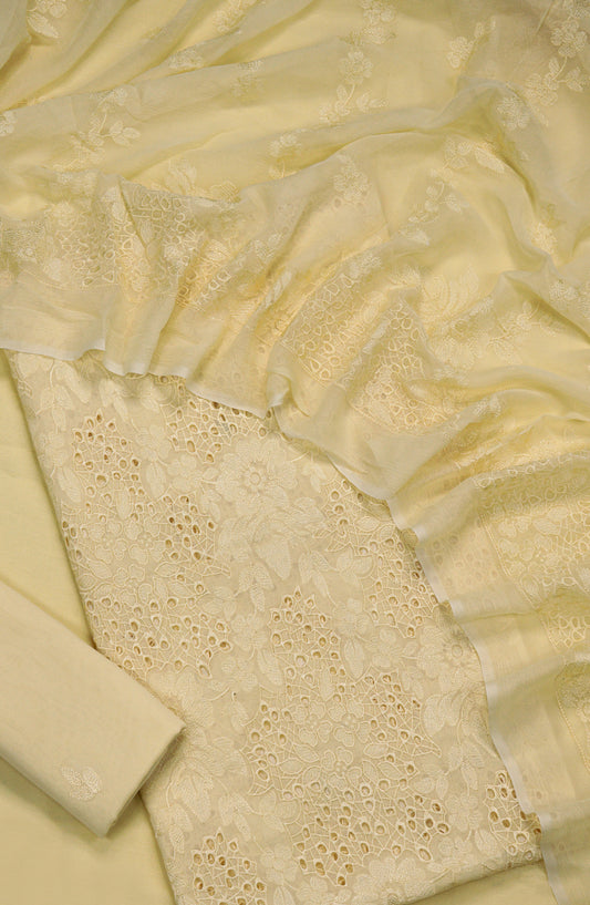 Amna Khadija Embroidered Swiss Voile Unstitched 3 Piece Suit - Design-02 - AM26FNC - Lemon - Summer Collection