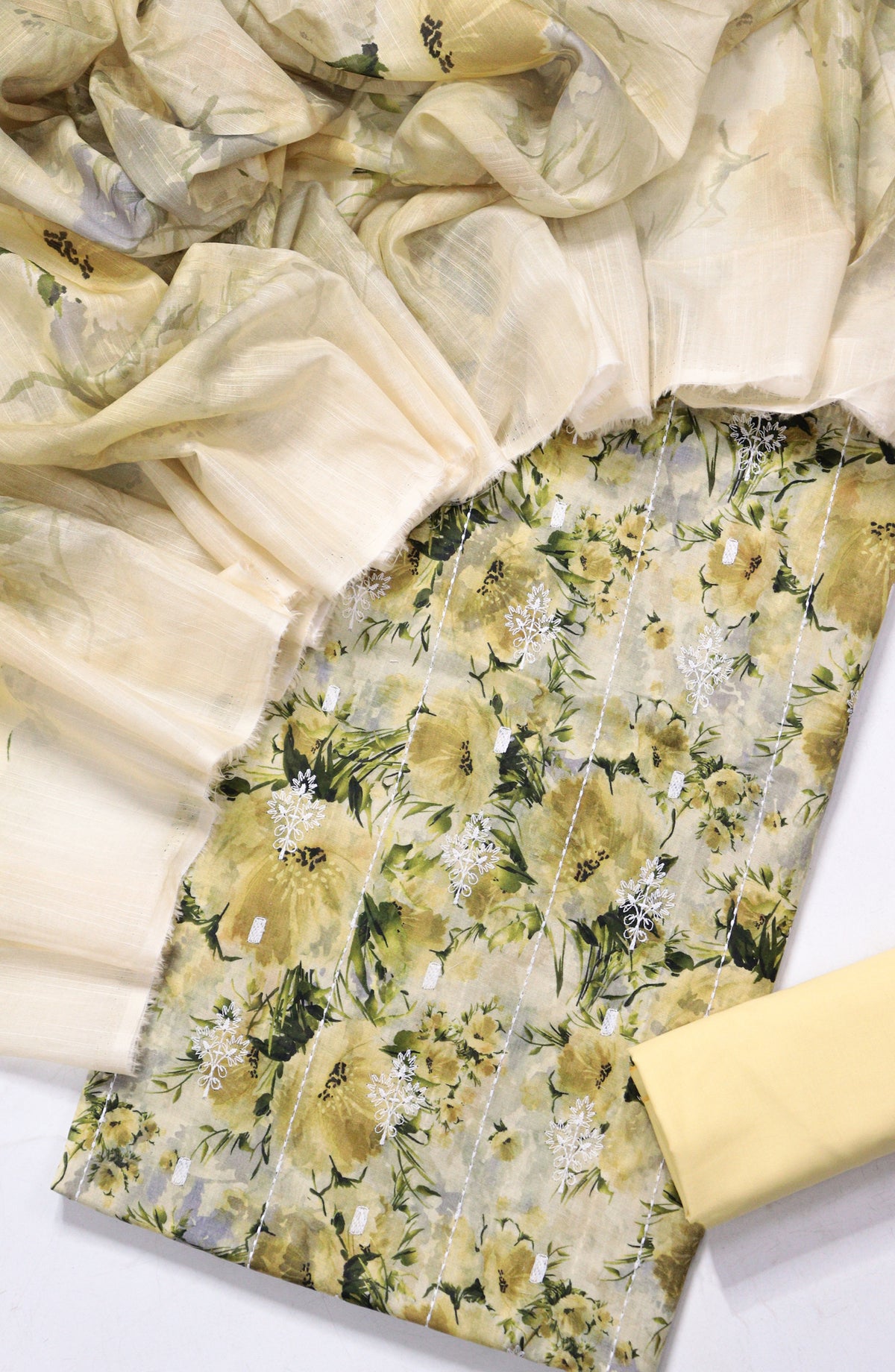 Amna Khadija Fancy Embroidered Lawn Unstitched 3 Piece Suit - DHG-04 - AM26FNC - Yellow - Summer Collection