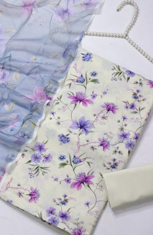 Amna Khadija Printed Lawn Unstitched 3 Piece Suit - PND-06 - AM26FNC - Purple - Summer Collection