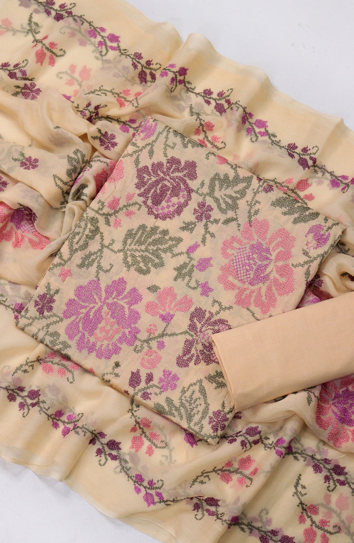 Amna Khadija Fancy Embroidered Lawn Unstitched 3 Piece Suit - Design-02 - AM26FNC - Peach - Summer Collection