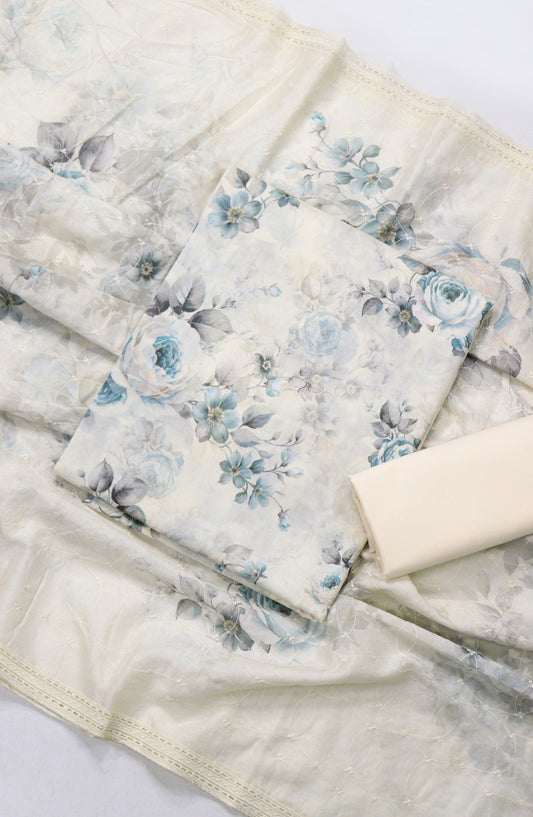 Amna Khadija Embroidered Lawn Unstitched 3 Piece Suit - Design-04 - AM26FNC - Fawn - Summer Collection