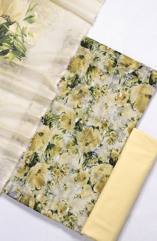 Amna Khadija Fancy Embroidered Lawn Unstitched 3 Piece Suit - DHG-04 - AM26FNC - Yellow - Summer Collection