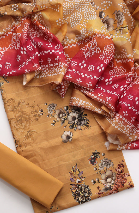 Amna Khadija Fancy Printed Lawn Unstitched 3 Piece Suit - CD-06 - AM26FNC - Rust - Summer Collection