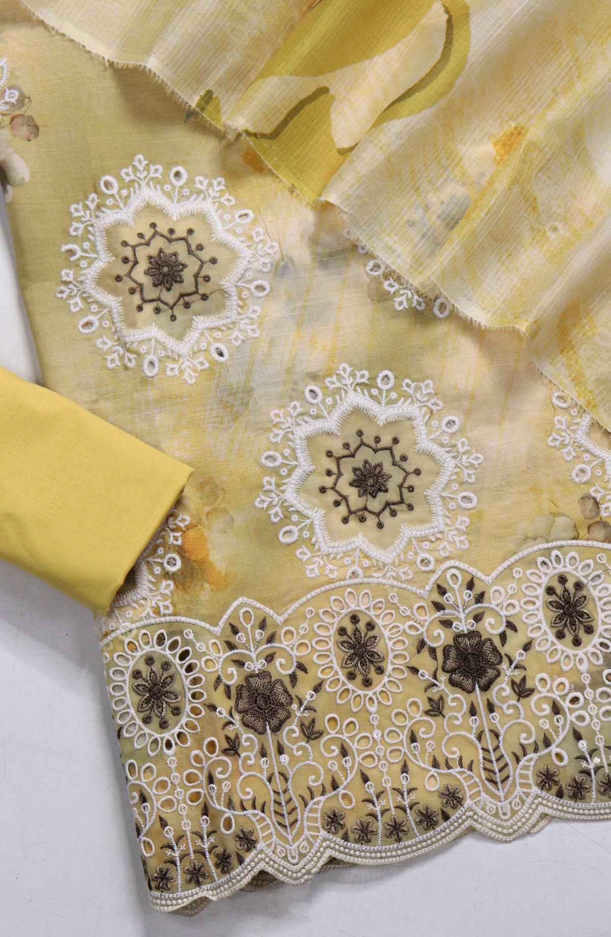 Amna Khadija Fancy Embroidered Lawn Unstitched 3 Piece Suit - EFU-04 - AM26FNC - Yellow - Summer Collection