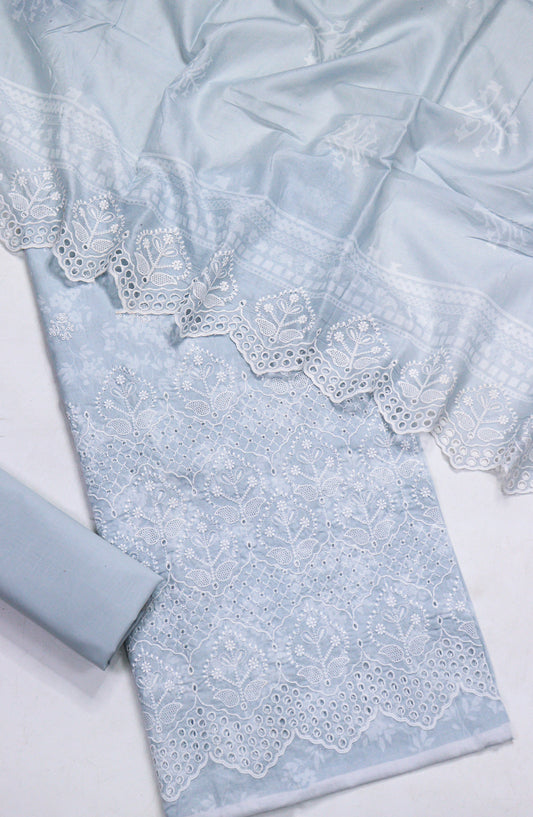 Amna Khadija Embroidered Lawn Unstitched 3 Piece Suit - D-04 - AM26FNC - Blue - Summer Collection