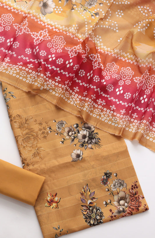 Amna Khadija Fancy Printed Lawn Unstitched 3 Piece Suit - CD-06 - AM26FNC - Rust - Summer Collection