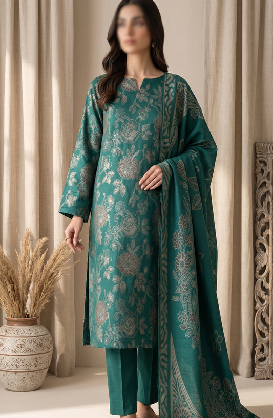 Amna Khadija Fancy Broshia Lawn Unstitched 3 Piece Suit - D-02 - AM26FNC - Green - Summer Collection