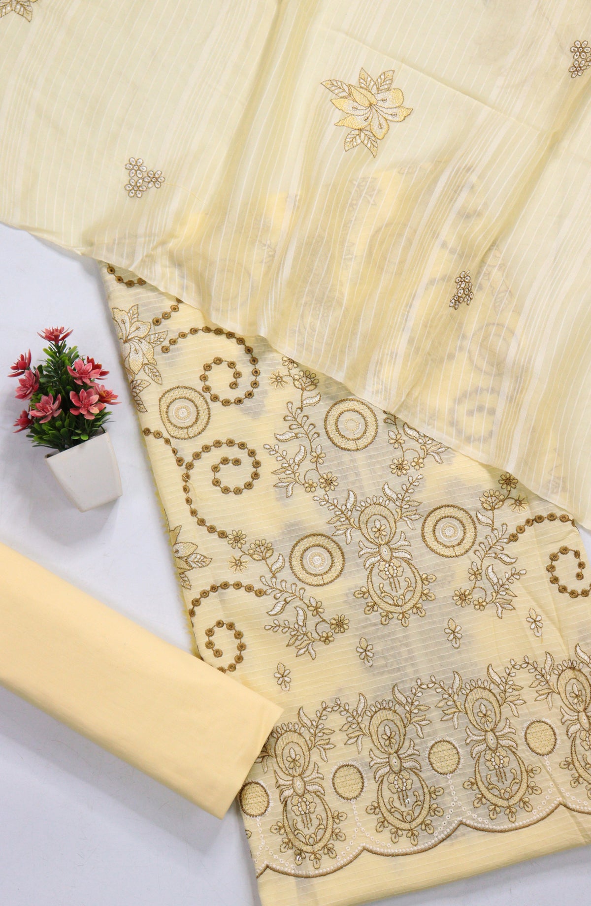 Amna Khadija Embroidered Lawn Unstitched 3 Piece Suit - D-03 - AM26FNC - Yellow - Summer Collection