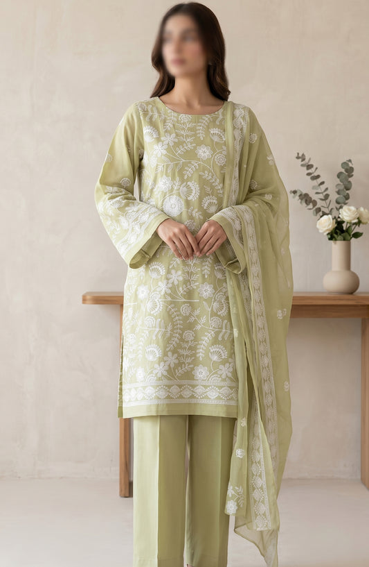 Amna Khadija Fancy Embroidered Lawn Unstitched 3 Piece Suit - JLD-03 - AM26FNC - Green - Summer Collection