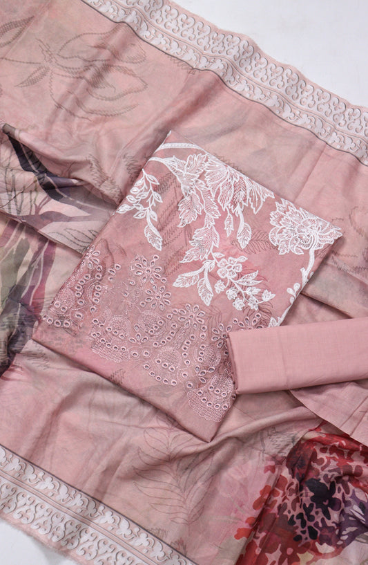 Amna Khadija Fancy Embroidered Lawn Unstitched 3 Piece Suit - BLD-03 - AM26FNC - Pink - Summer Collection