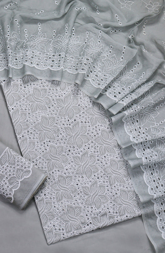 Amna Khadija Fancy Embroidered Lawn Unstitched 3 Piece Suit - D-03 - AM26FNC - Grey - Summer Collection