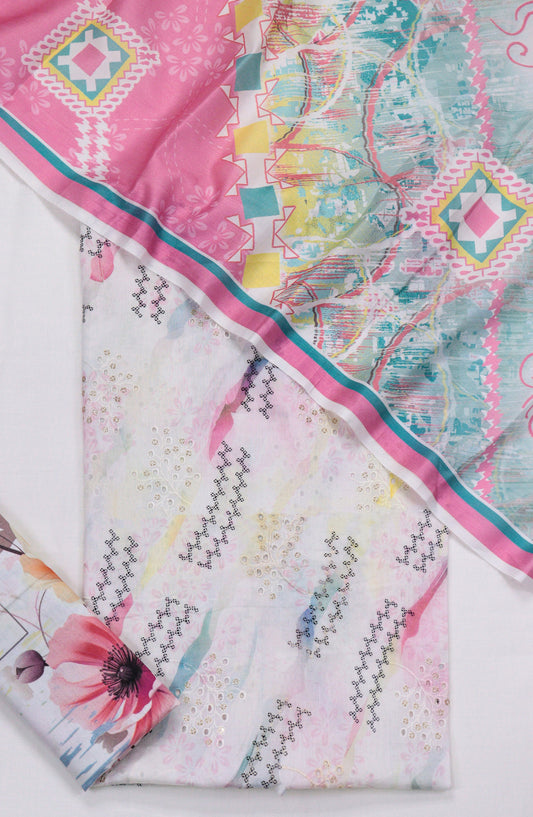 Amna Khadija Embroidered Lawn Unstitched 3 Piece Suit - Design-05 - AM26FNC - Pink - Summer Collection