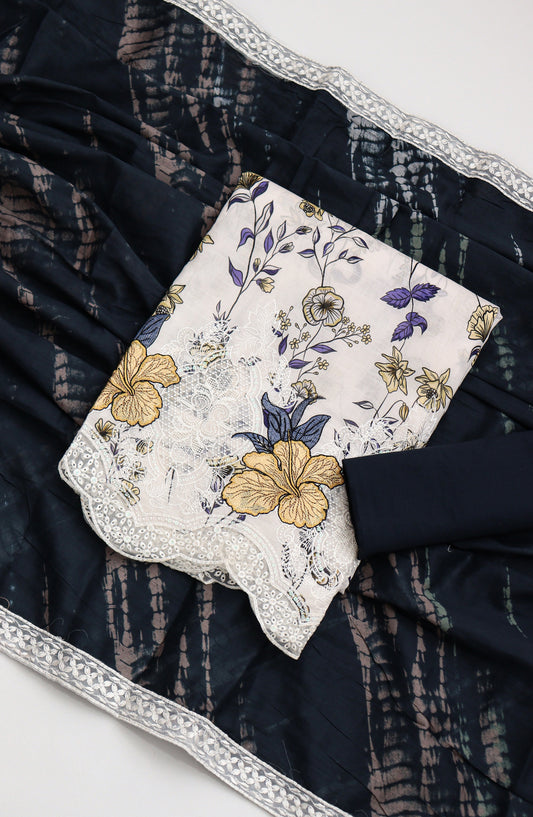 Amna Khadija Fancy Embroidered Lawn Unstitched 3 Piece Suit - SLD-05 - AM26FNC - Black - Summer Collection
