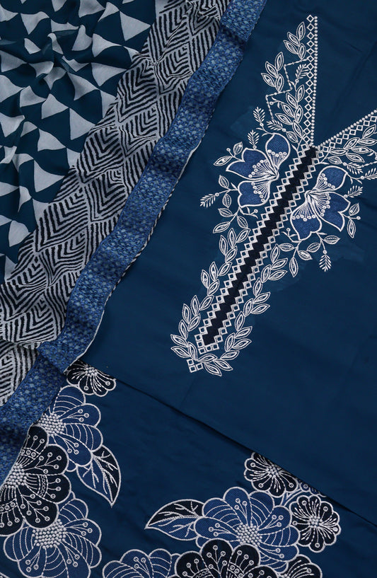Amna Khadija Fancy Embroidered Lawn Unstitched 3 Piece Suit - D-01 - AM26FNC - Blue - Summer Collection