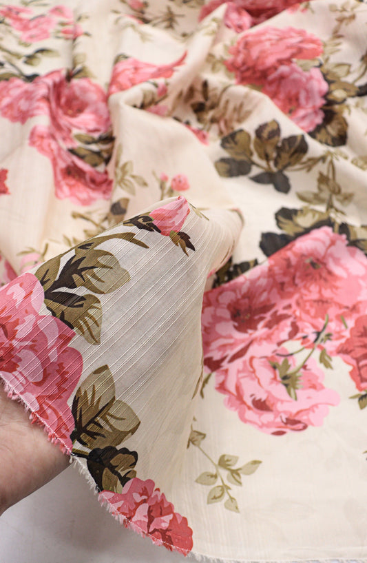 Amna Khadija Fancy Printed Lawn Unstitched 2 Piece Suit - D-02 - AM26FNC - Cream - Summer Collection